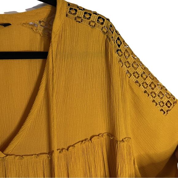 ZARA BASIC Size: Small Mini Dress Mustard Yellow Boho Viscose - Picture 4 of 4